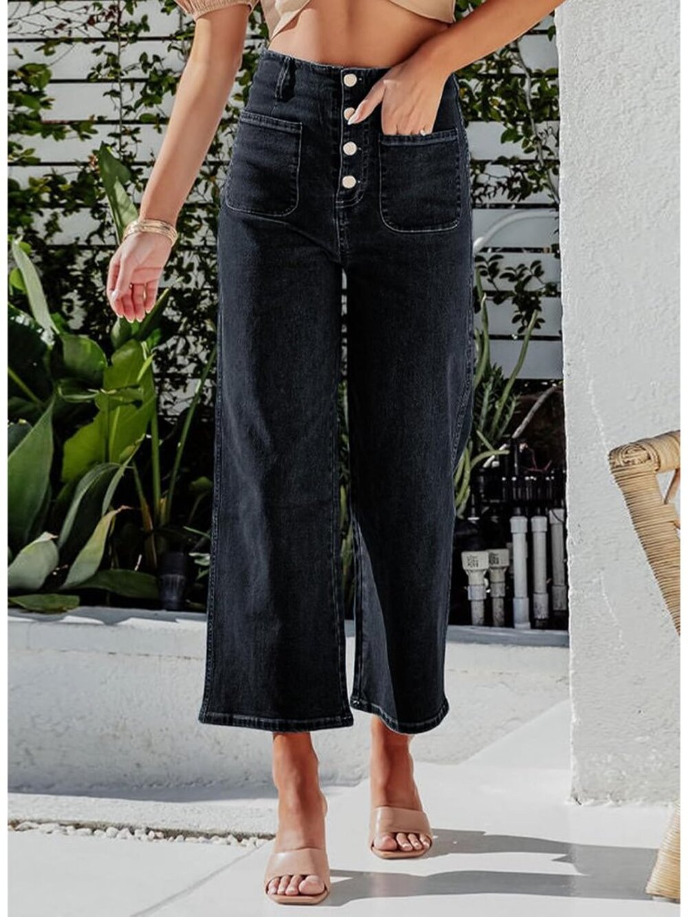 Women's Wide Leg Jeans High Waisted Zimbaplatinum Stretchy Straight Leg Jeans Bu - Picture 8 of 8